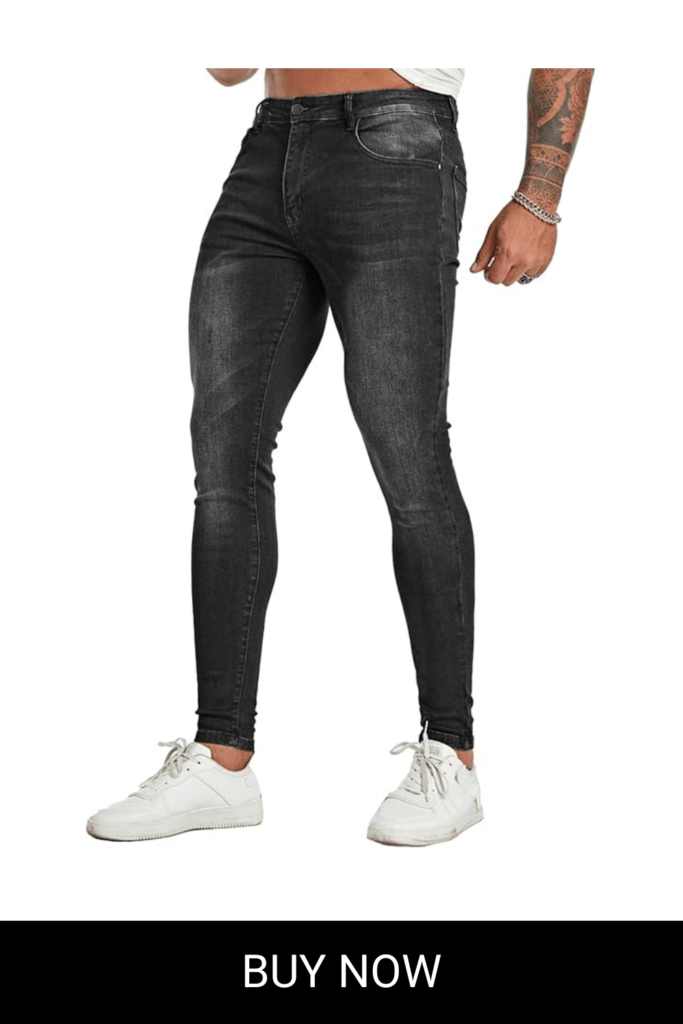 Men's Super Skinny Stretch Tapered Leg Slim Fit Ripped Distressed Jeans