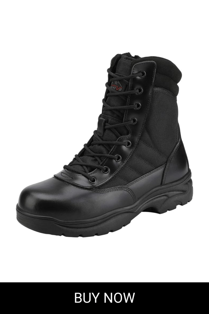 NORTIV 8 Men's Military Tactical Work Boots Side Zipper Leather Motorcycle Combat Boots