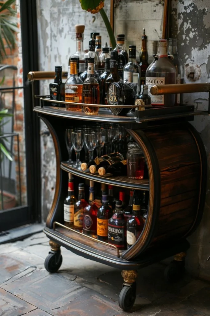 Vintage Bar Cart: masculine living room decor