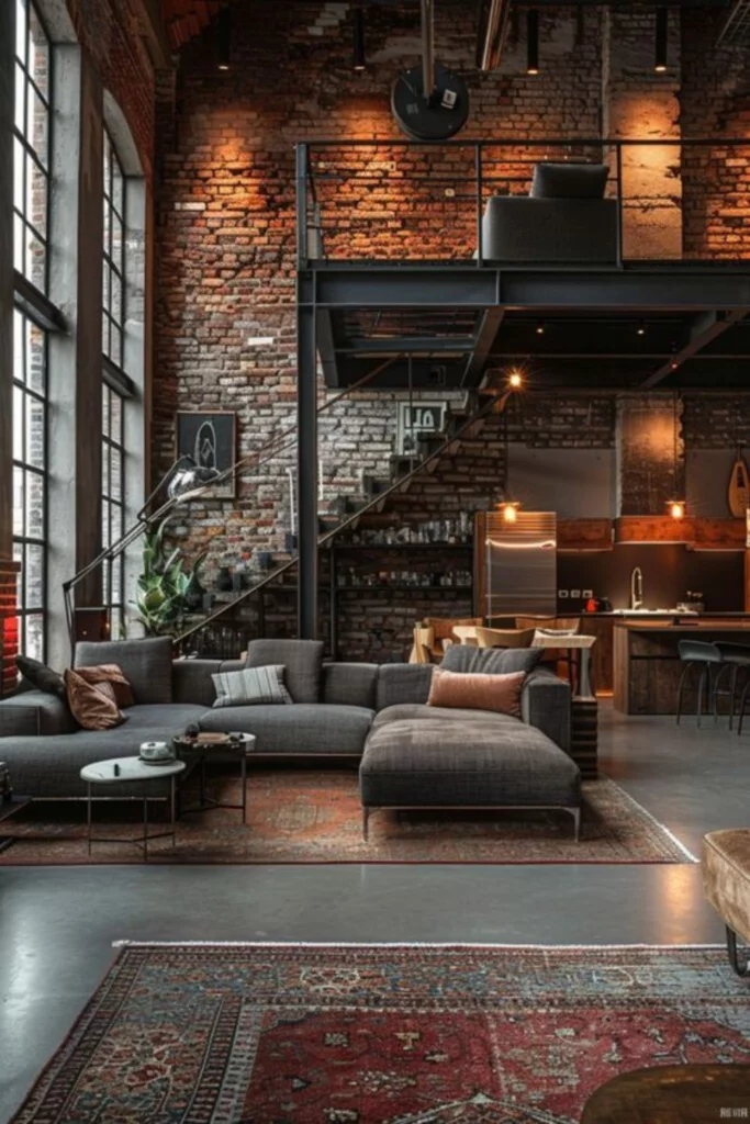 Exposed Brick Wall: masculine living room decor