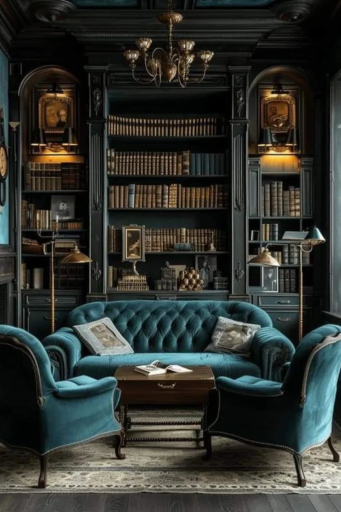 Velvet Sofa or Chairs: masculine living room decor