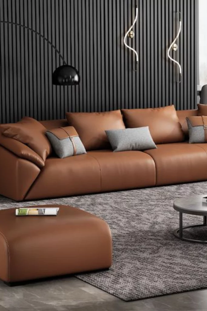 Statement Leather Sofa: masculine living room decor
