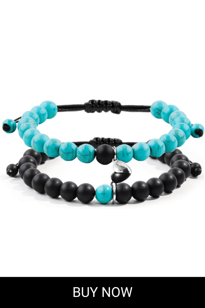 Magnetic Couples Bracelets Matching Bracelets Adjustable Connecting Bracelets, Double Rope Strong Couple Valentines Day Gifts Friendship Beads Bracelet
