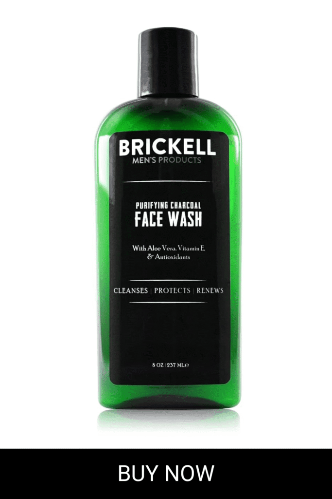 Brickell Men's Purifying Charcoal Face Wash for Men, Natural and Organic Daily Facial Cleanser