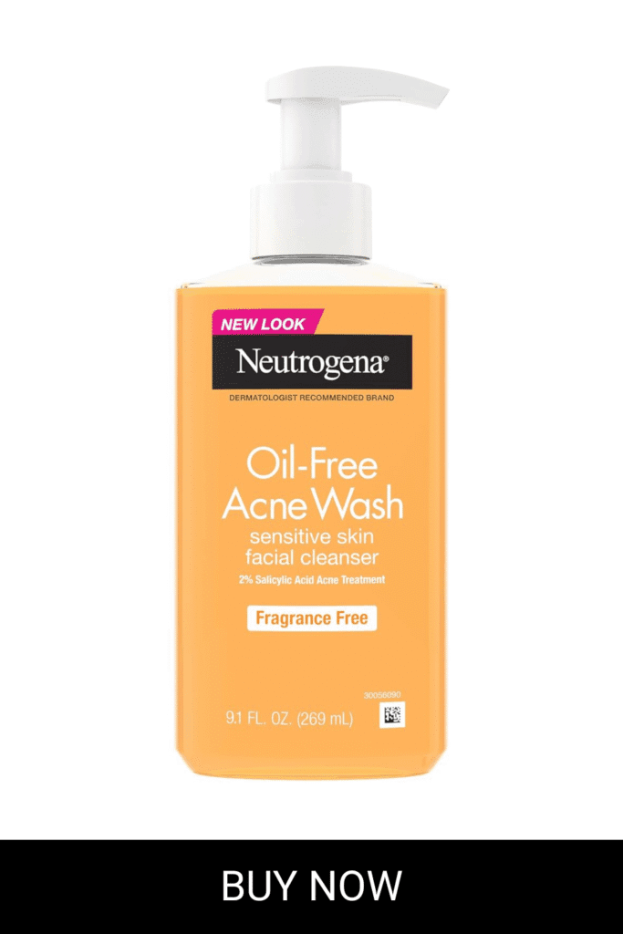 Neutrogena Oil-Free Acne Face Wash, Fragrance Free, Sensitive Skin Facial Cleanser with 2% Salicylic Acid Acne Treatment for Face