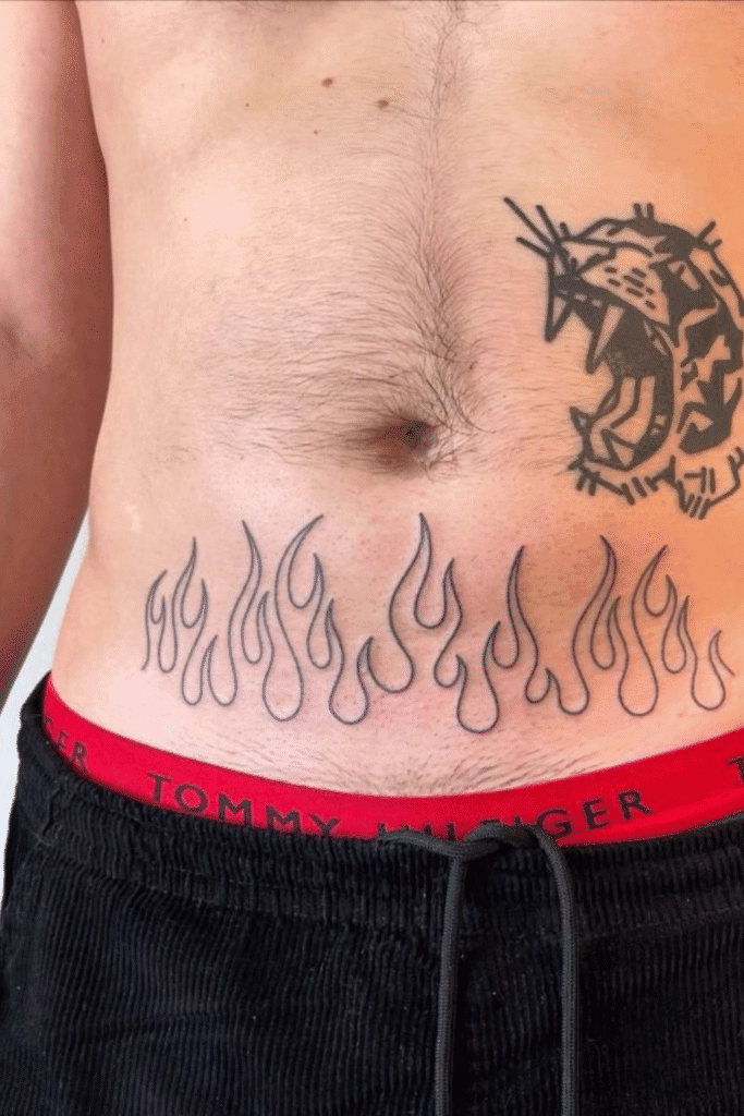 Fire & Flame Abs Tattoo Abs Tattoo Men