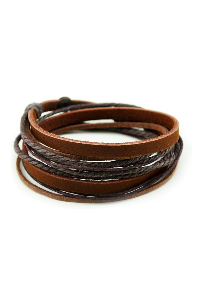 Genuine Leather Bracelet for Women & Men,Unisex Multilayer Leather Adjustable Bracelet Cuff Wrap Multicolor Rope Wristband